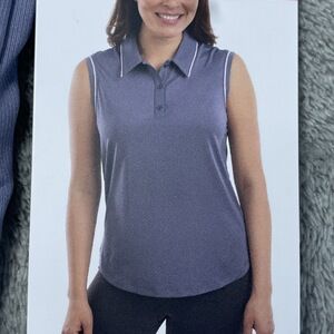 Elle Sport Women's M Sleeveless Polo Blue e0901